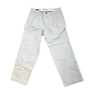 Orvis Men's Khaki Pleated Chino Pants Size 35 Cotton Khaki Tan Pockets